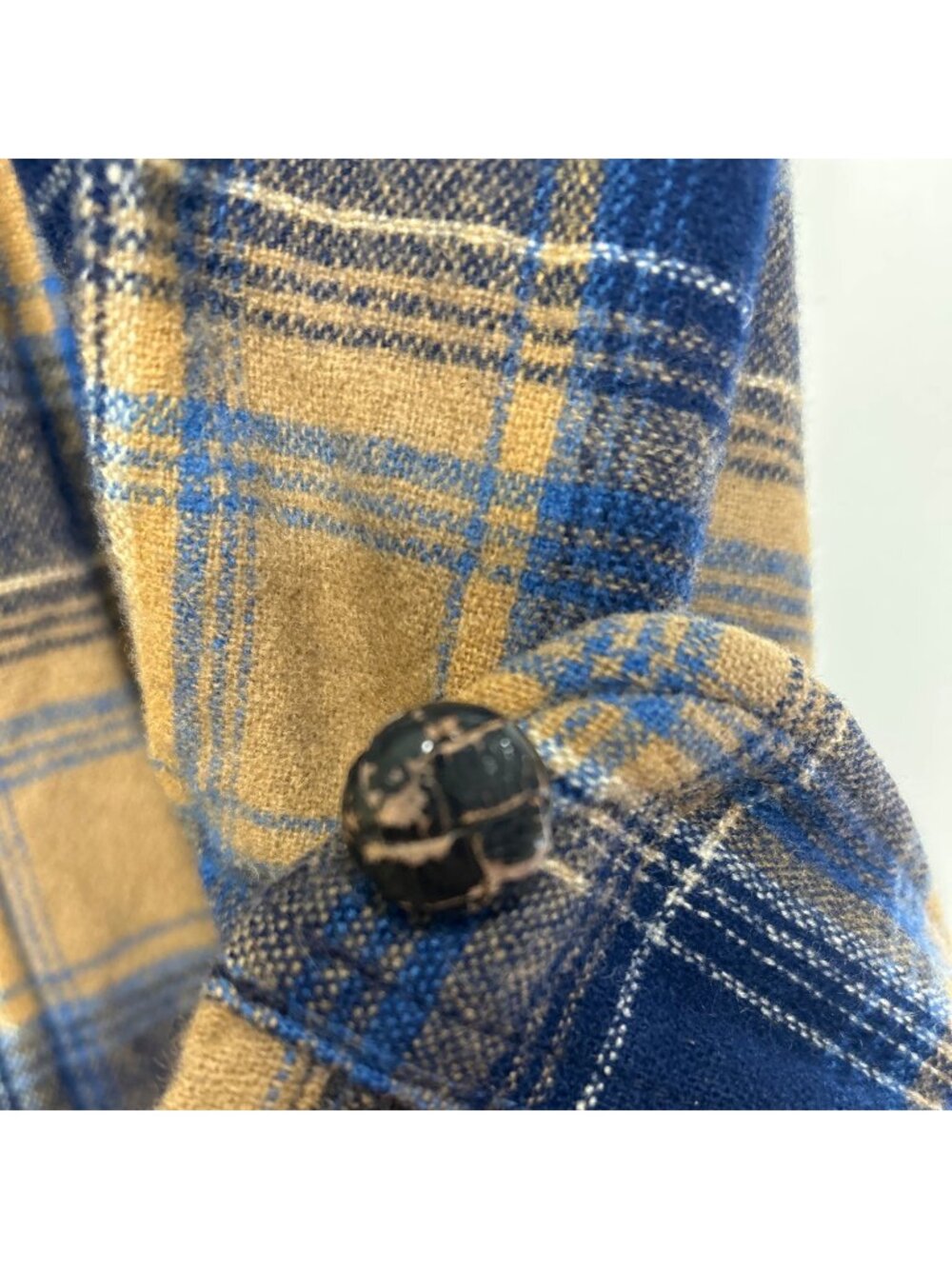Vintage Pendleton Woolen Mills Plaid 100% Wool Shirt Mens M Blue & Tan - Picture 11 of 13